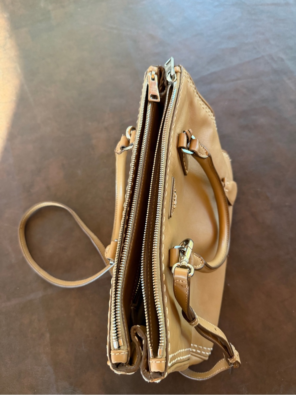 Prada Tan Leather Galleria Bag with Top Handles - Picture 5 of 9